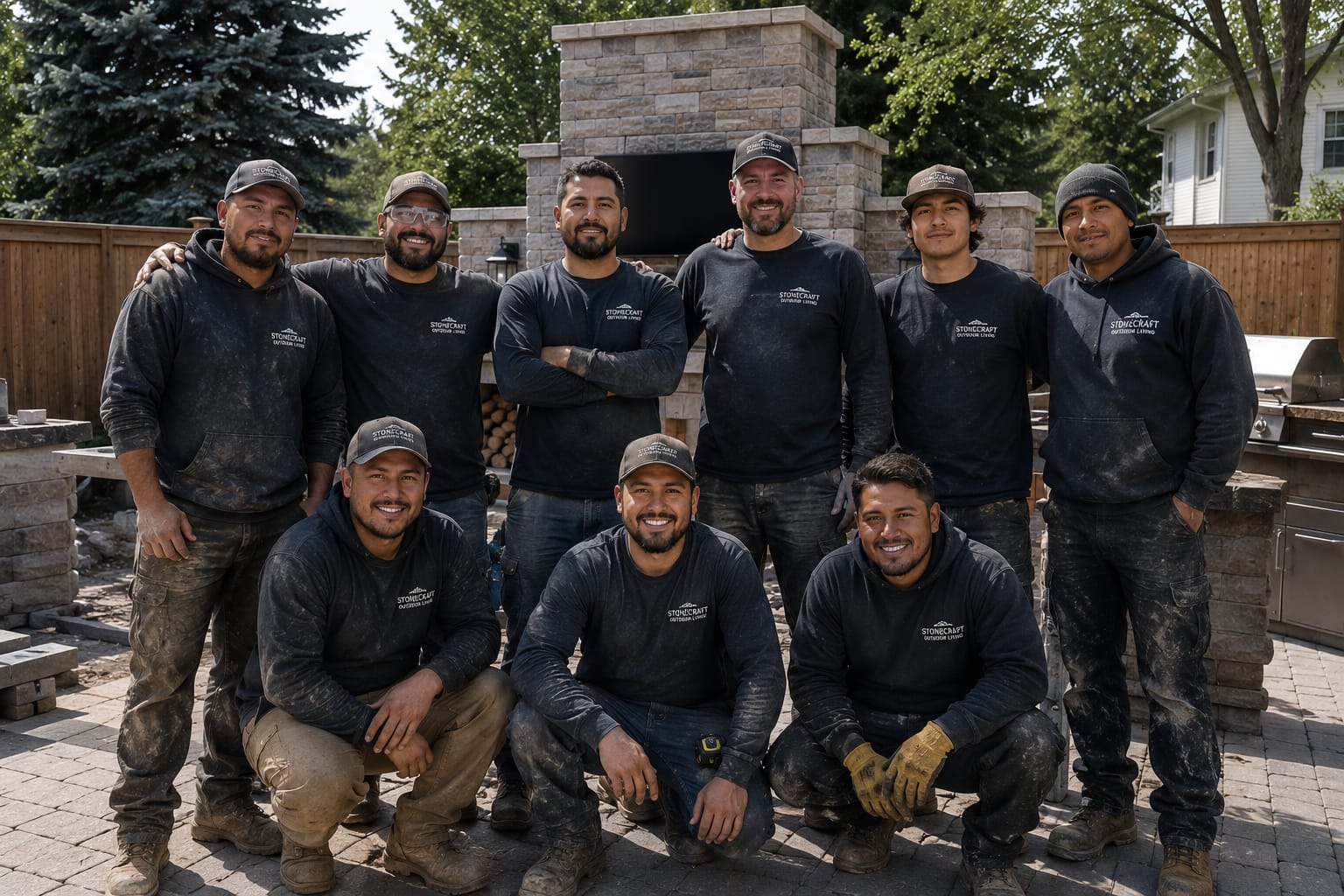 Padilla's Construction team working on masonry