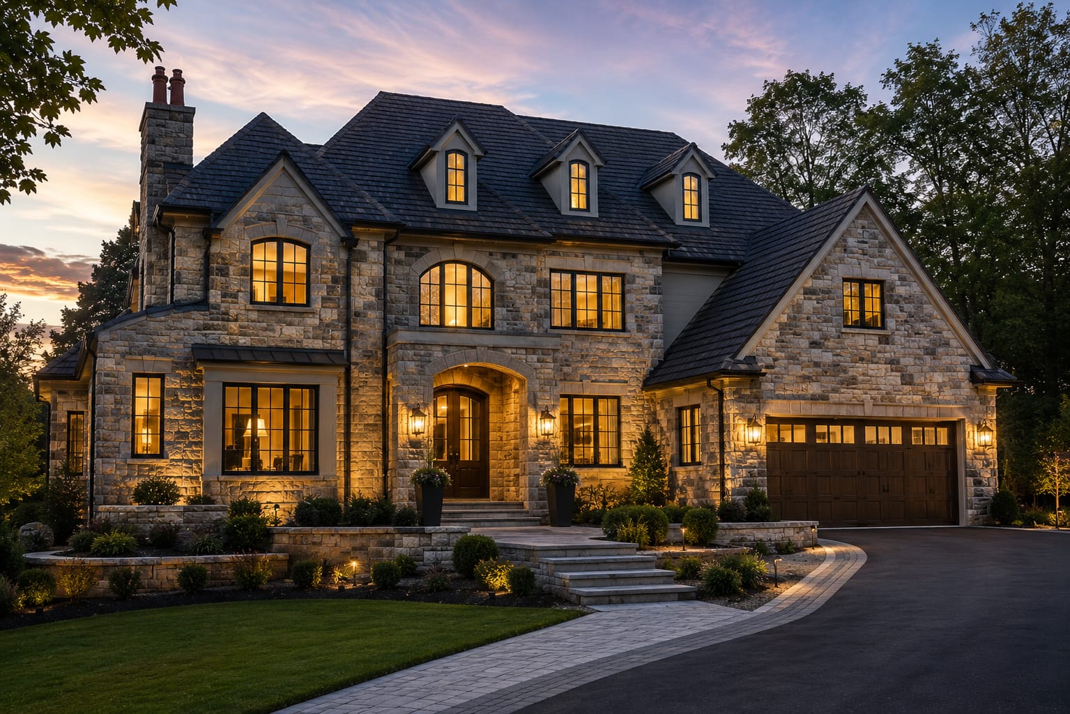 Premium stone masonry home exterior