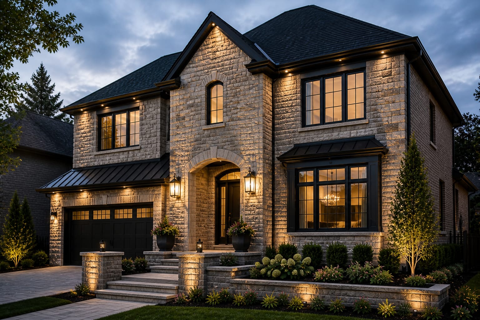 Modern Stone Veneer Facade by Padilla's Construction