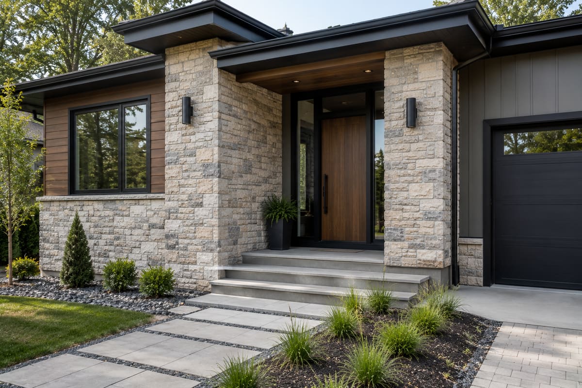 Front Entry Stonework by Padilla's Construction